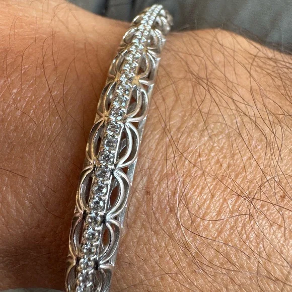 Used Tacori Elegant Silver Bracelet with Crystal Accents - Picture 1 of 5